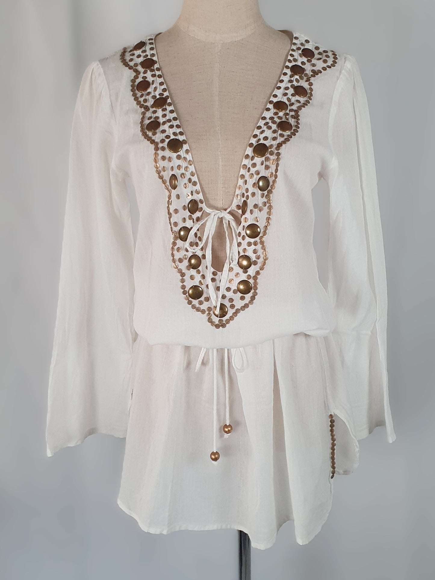 Luxe Bohemian Embellished Resort Tunic & Beach Cover-Up