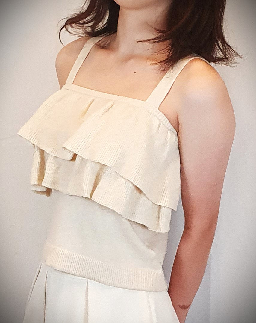 Chic Tiered Ruffle Knit Tank by CECIL McBEE