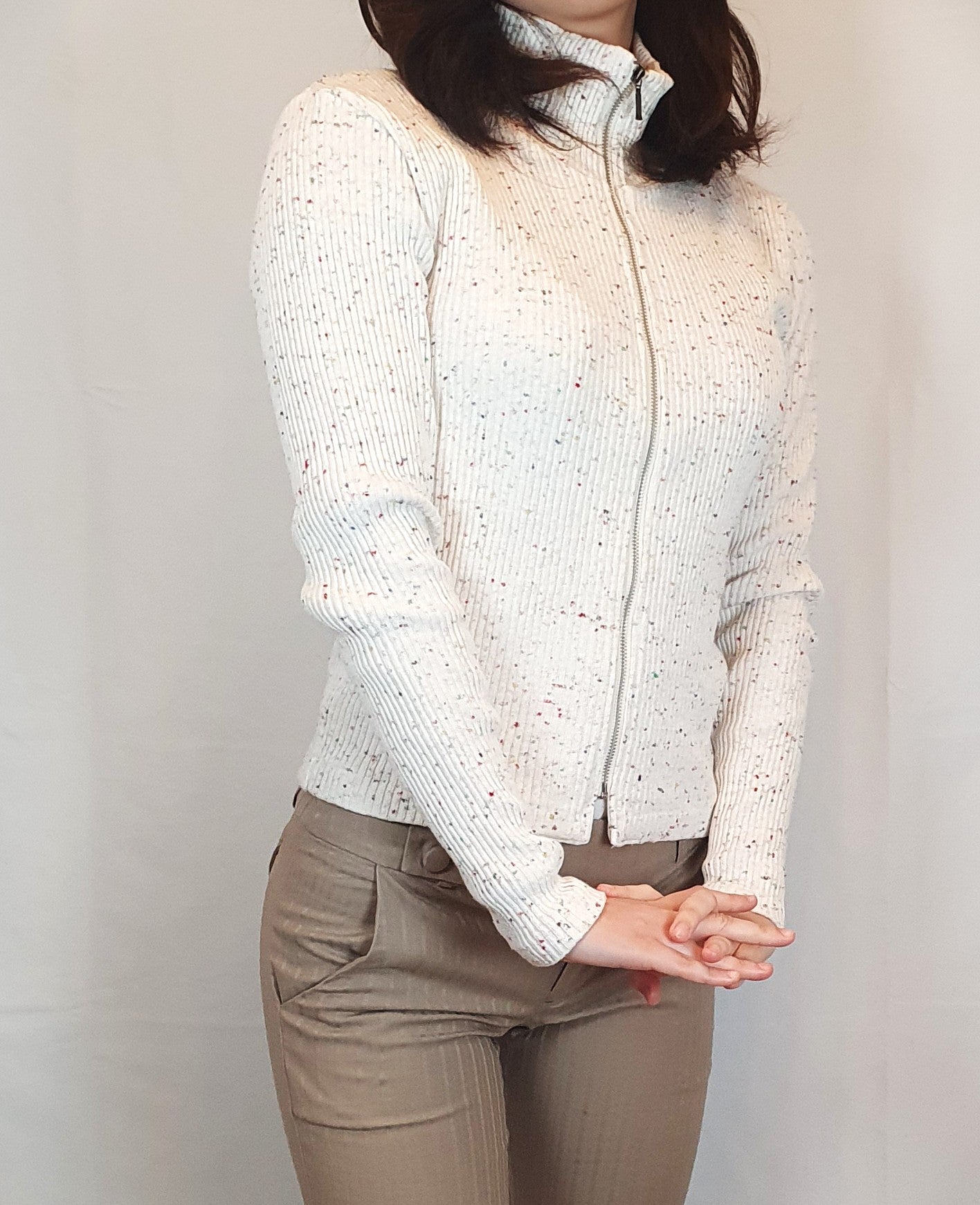 Rare 90s Japanese Vintage Teddy Green Zip-Up Knit Sweater - Made in Japan