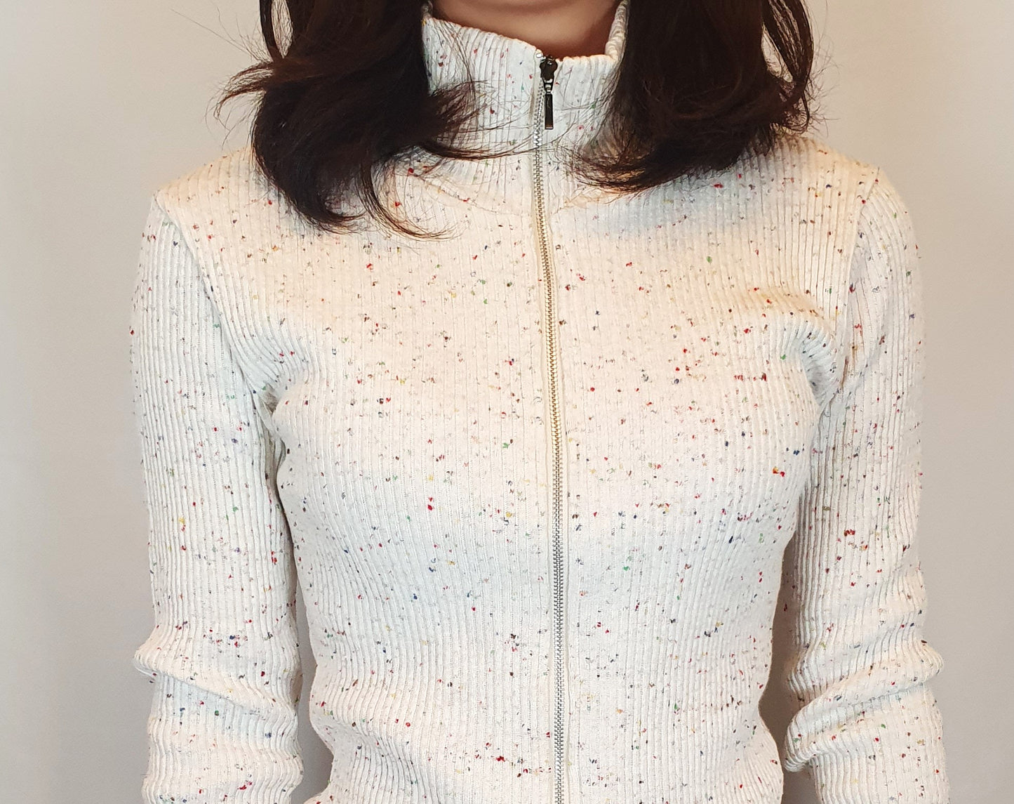 Rare 90s Japanese Vintage Teddy Green Zip-Up Knit Sweater - Made in Japan