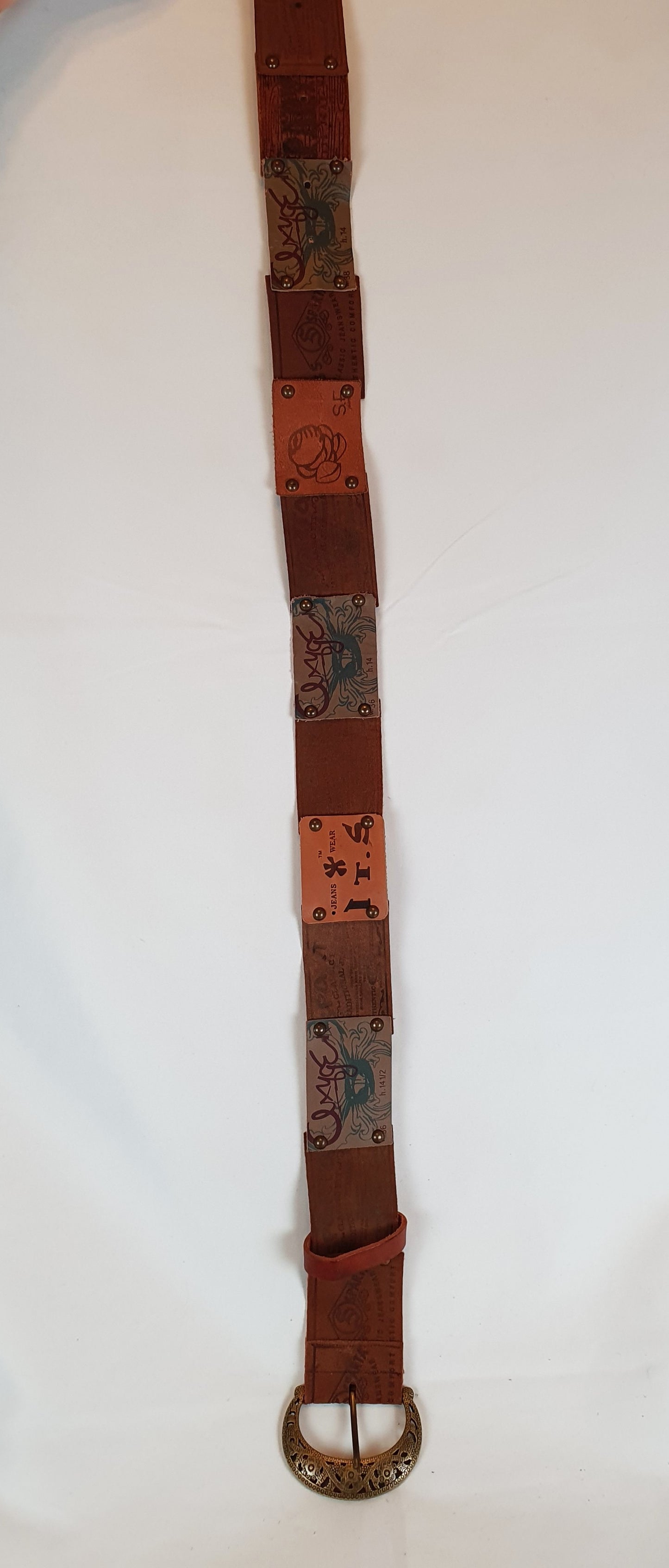 Vintage patchwork leather belt
