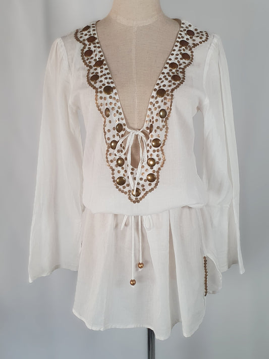 Luxe Bohemian Embellished Resort Tunic & Beach Cover-Up