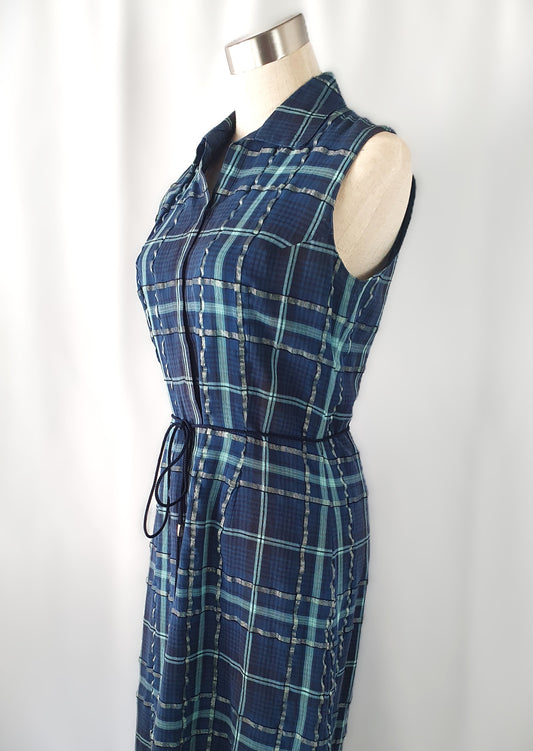 NEWYORKER Signature Tartan Sleeveless Midi Shirtdress