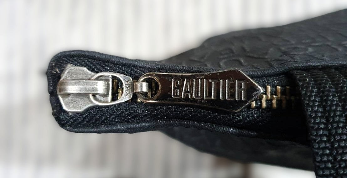 Vintage Jean Paul Gaultier Typographic All-Over Embossed Logo Tote Bag