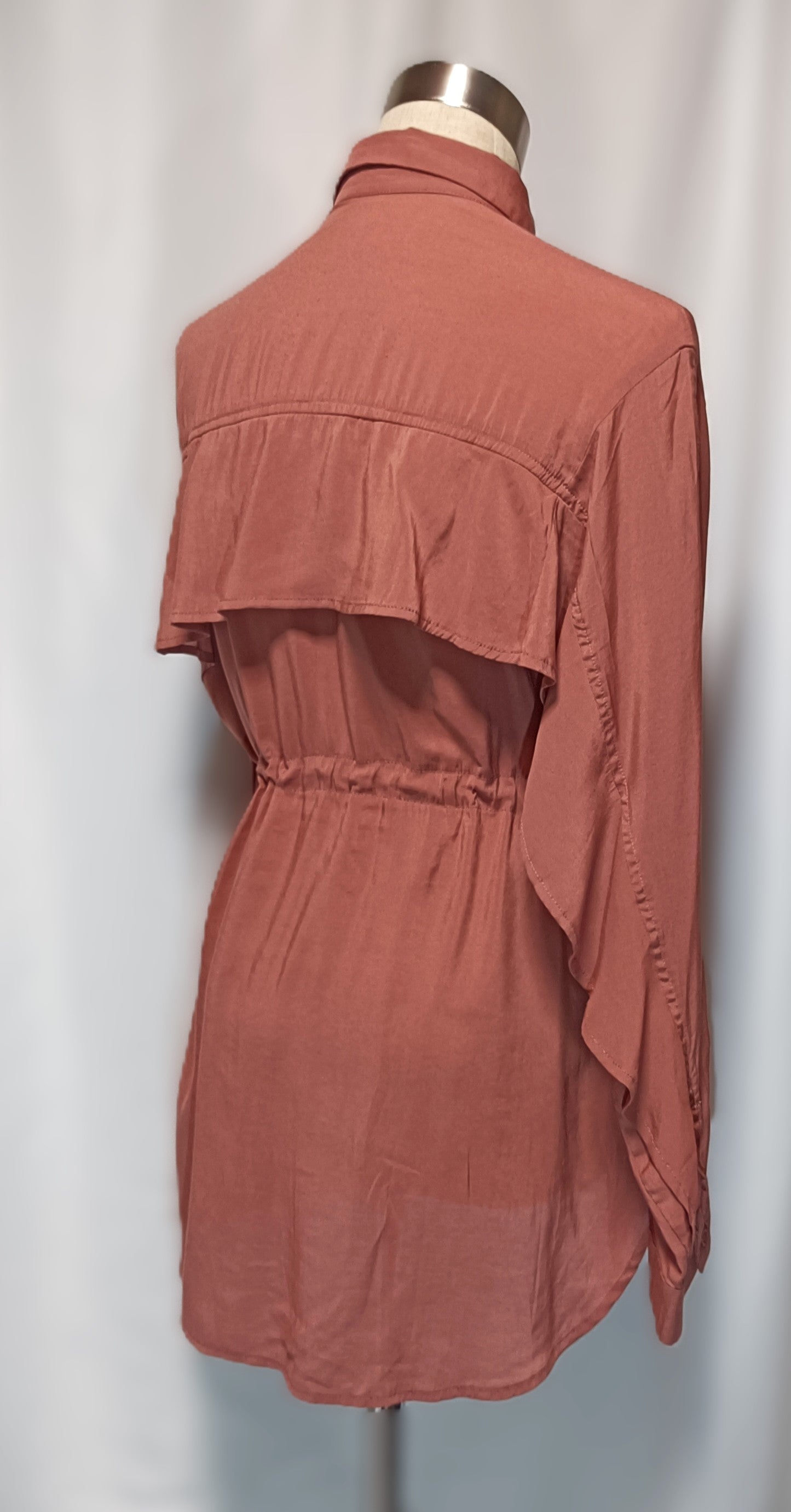 earth music&ecology Drawstring Waist Tunic Blouse | Terracotta / Burnt Orange