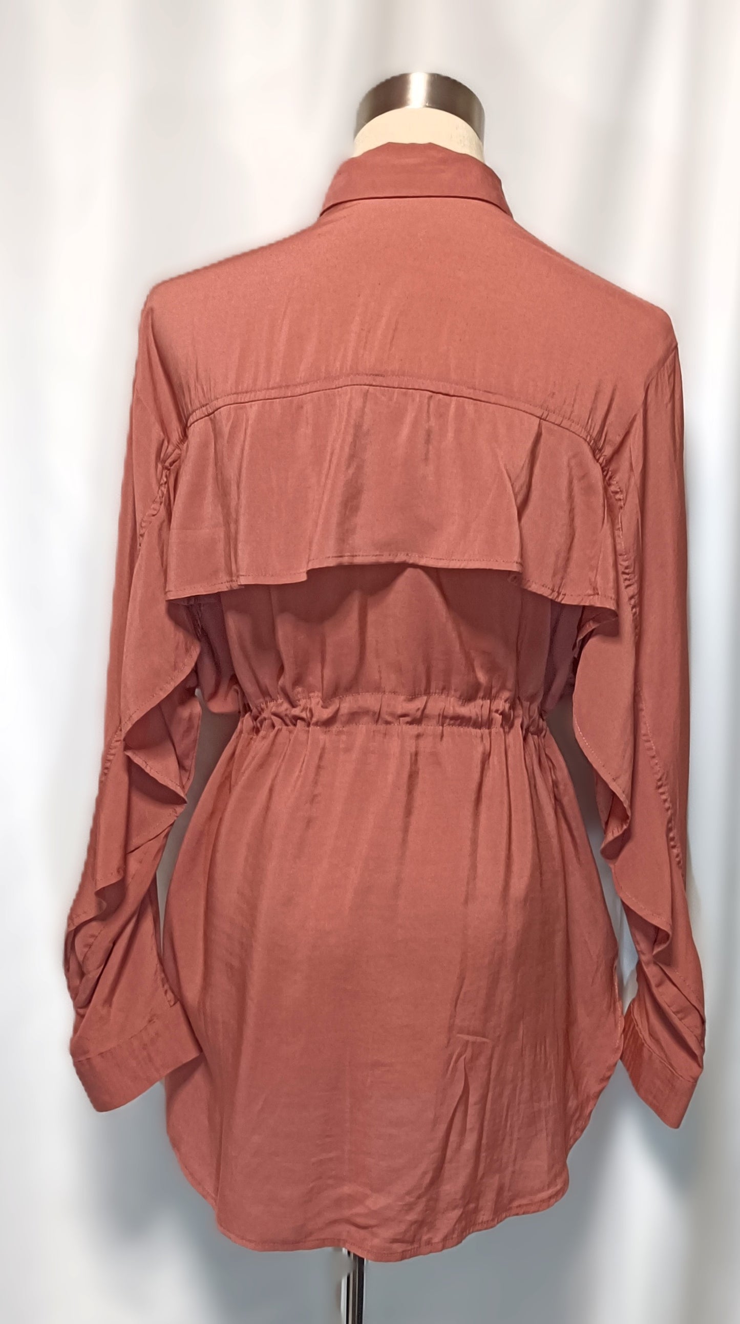 earth music&ecology Drawstring Waist Tunic Blouse | Terracotta / Burnt Orange