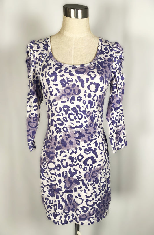ヴィンテージ セシルマクビー パープル レオパード柄 スクープネック ミニドレス
