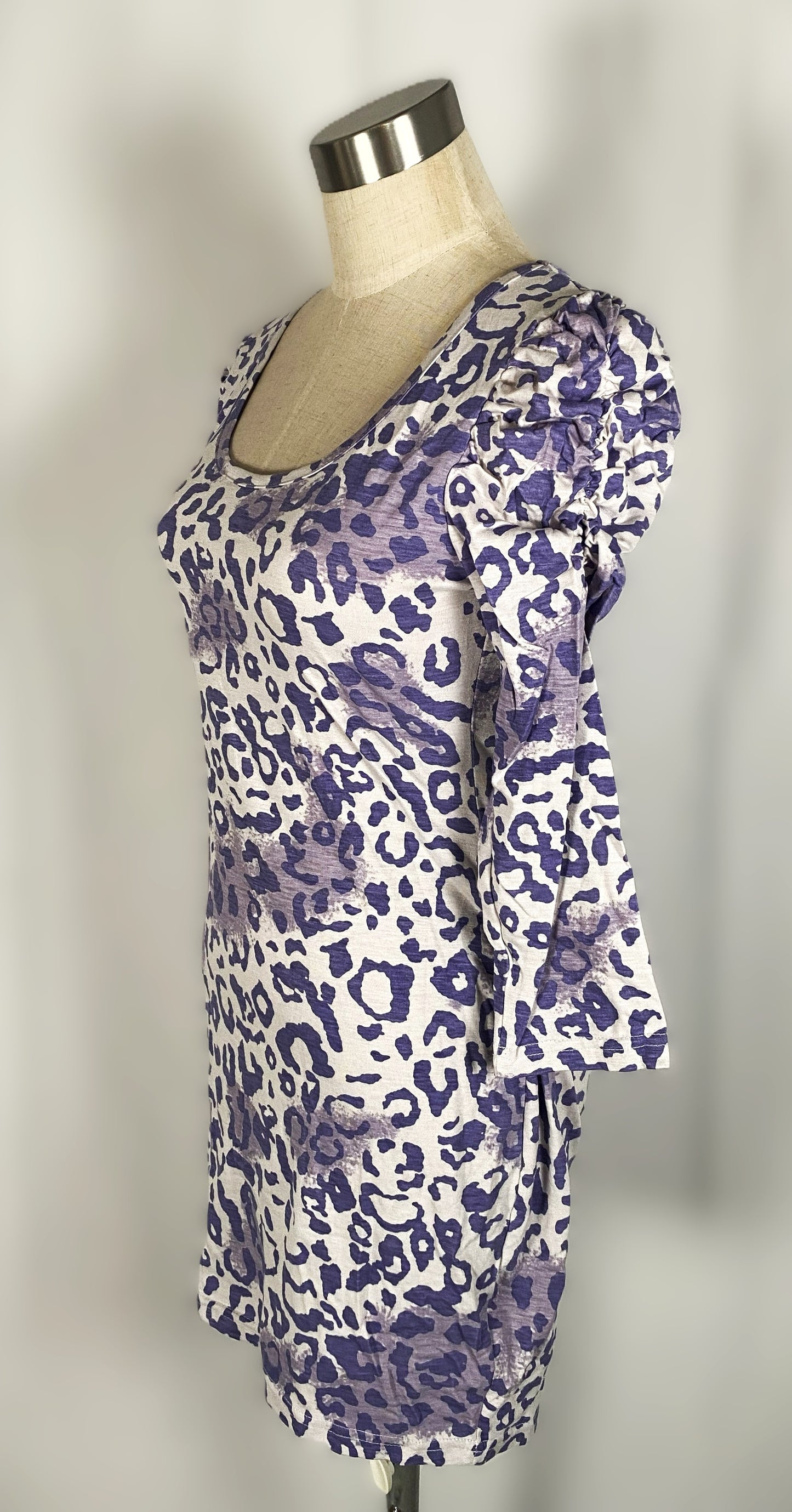 ヴィンテージ セシルマクビー パープル レオパード柄 スクープネック ミニドレス