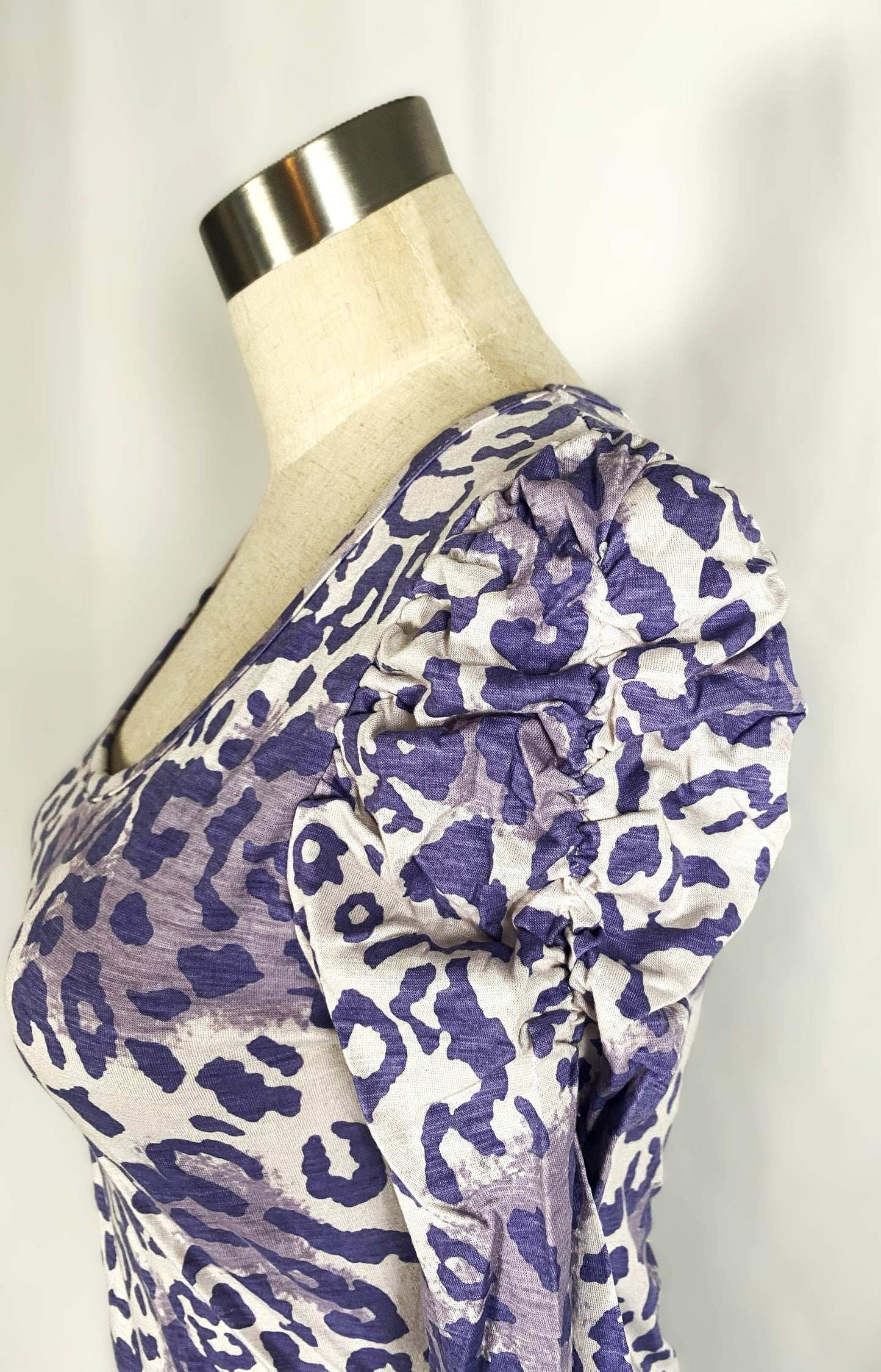 ヴィンテージ セシルマクビー パープル レオパード柄 スクープネック ミニドレス