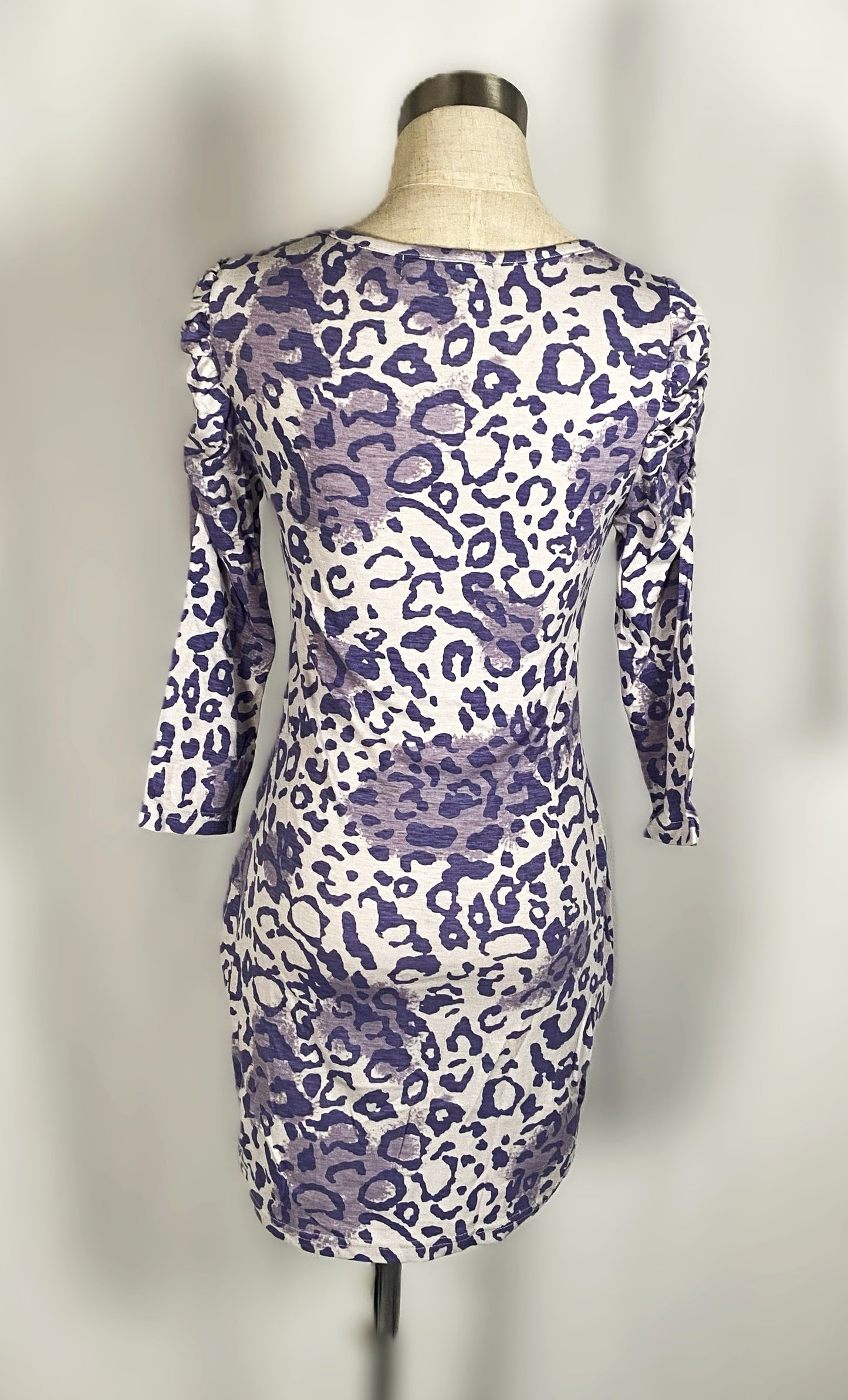 ヴィンテージ セシルマクビー パープル レオパード柄 スクープネック ミニドレス