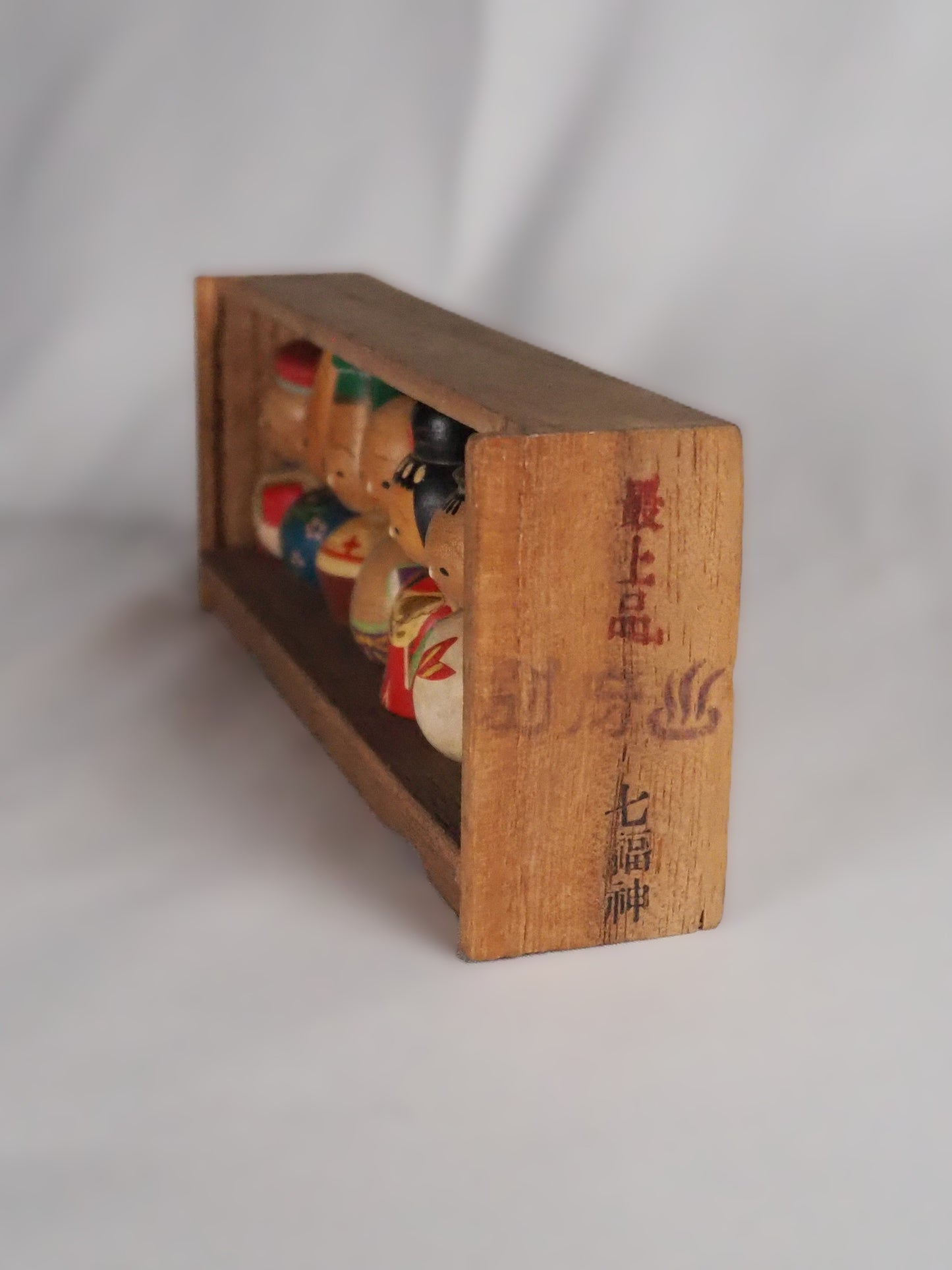 Vintage Beppu Onsen Kokeshi "Nodder" Set - Seven Lucky Gods (Shichifukujin) - Boxed