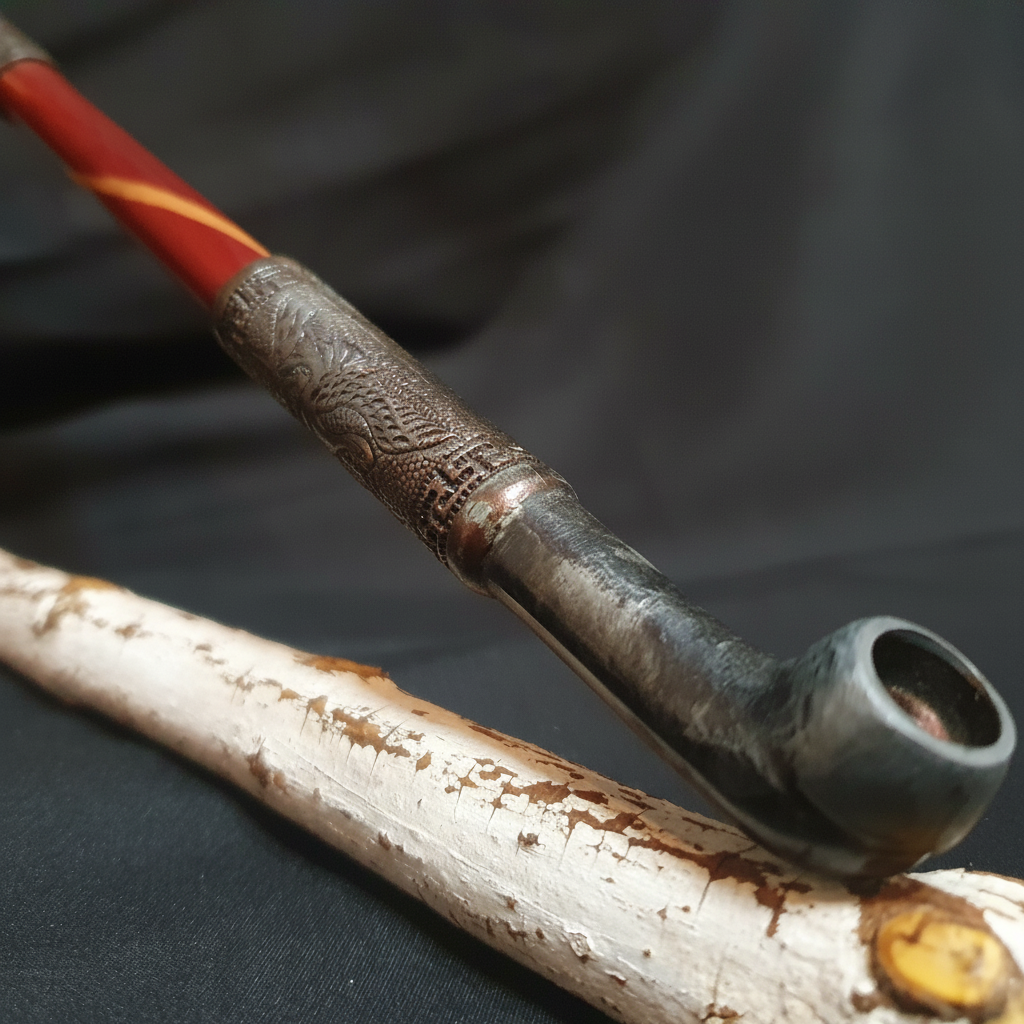 1860s - 1890s Antique Japanese Kiseru - (Crane Motif)