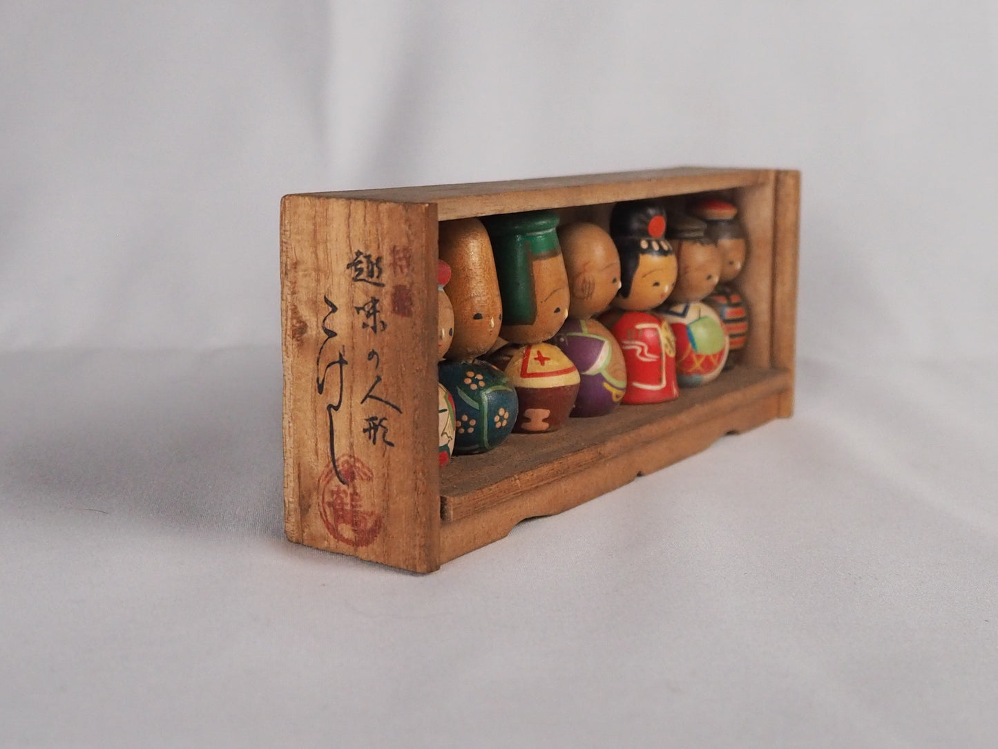 Vintage Beppu Onsen Kokeshi "Nodder" Set - Seven Lucky Gods (Shichifukujin) - Boxed