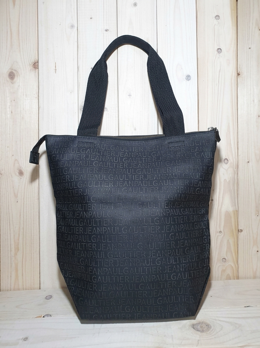 Vintage Jean Paul Gaultier Typographic All-Over Embossed Logo Tote Bag