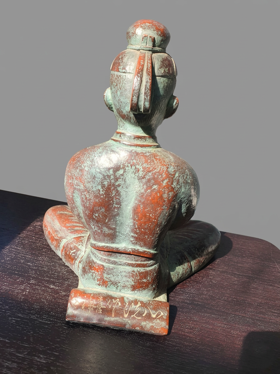 Seated Prince Shōtoku Playing Flute Bronze Statue