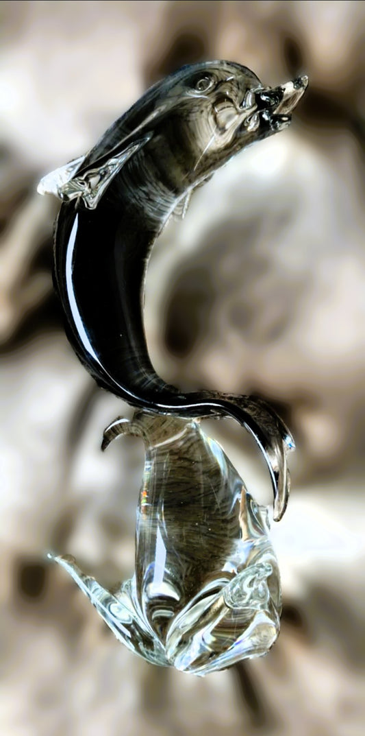 1960s Italian hand blown Murano glass dolphin.