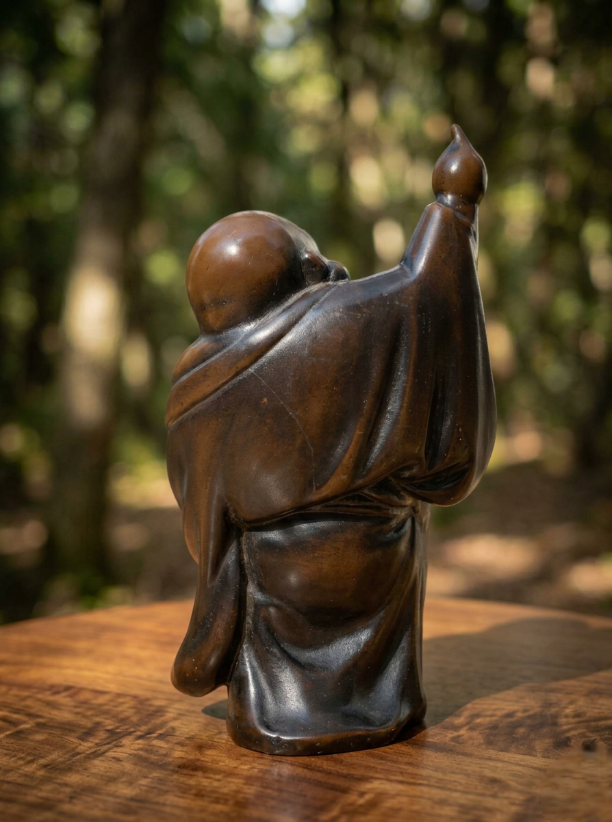 Large Vintage Japanese Bronze Hotei (Laughing Buddha) Statue – 7.2kg Heavy Casting
